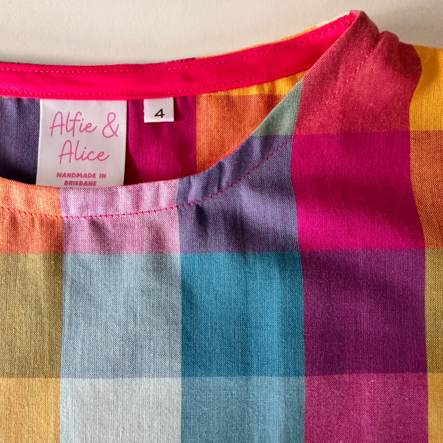 Rainbow Gingham Crop Tee - Kids