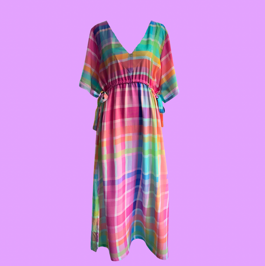 Ladies Rainbow V Neck Maxi Dress