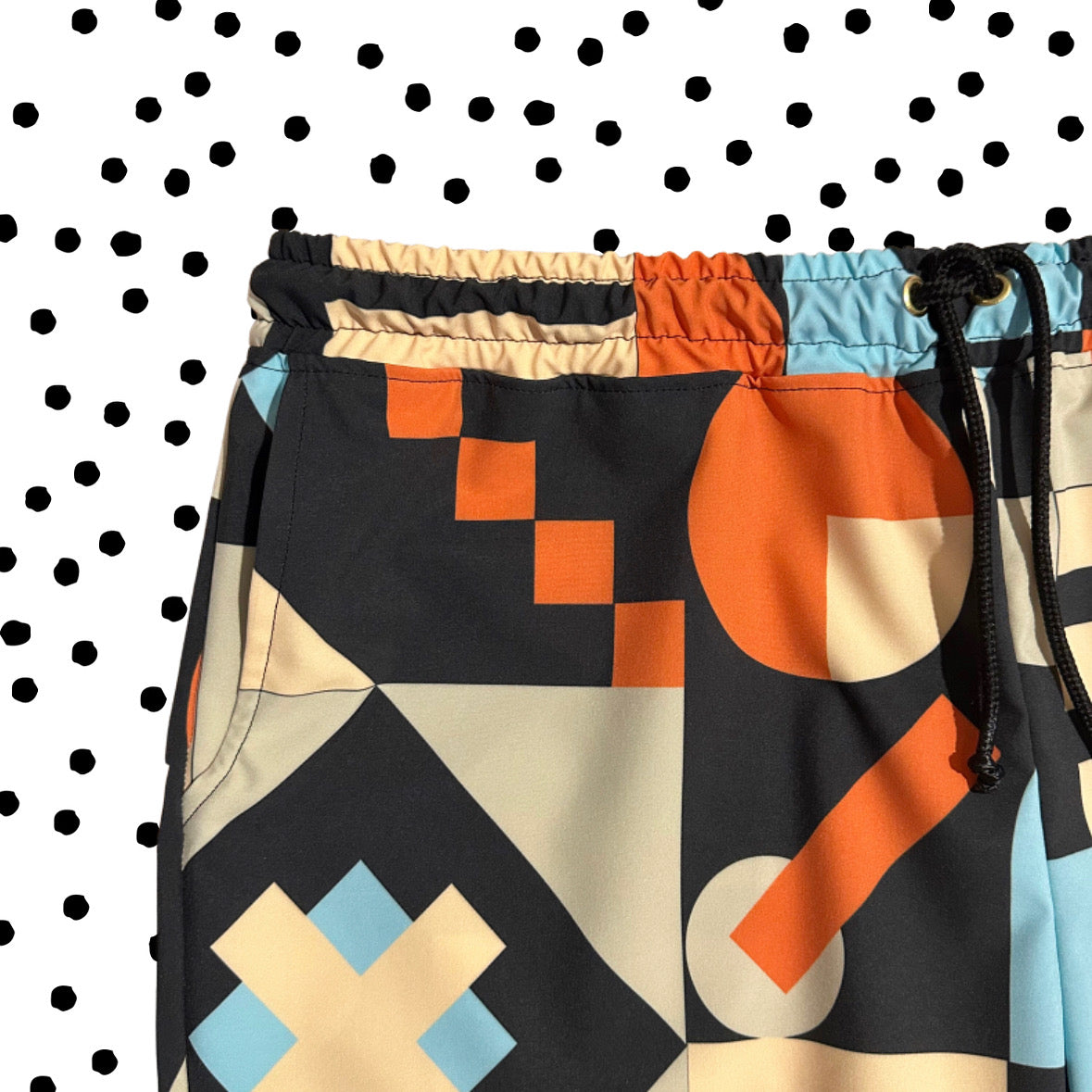 Mens Board Shorts - GEO Tan & Sky