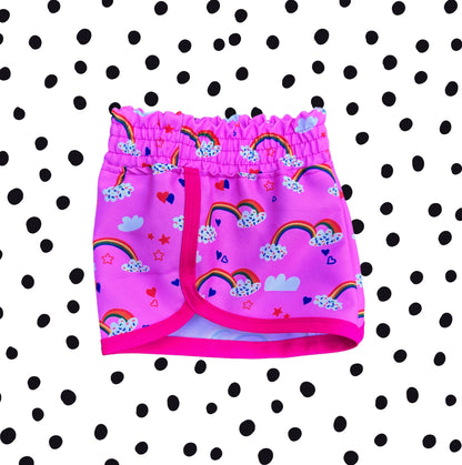 Cutie Patootie Kids Shorts - Pink Rainbow