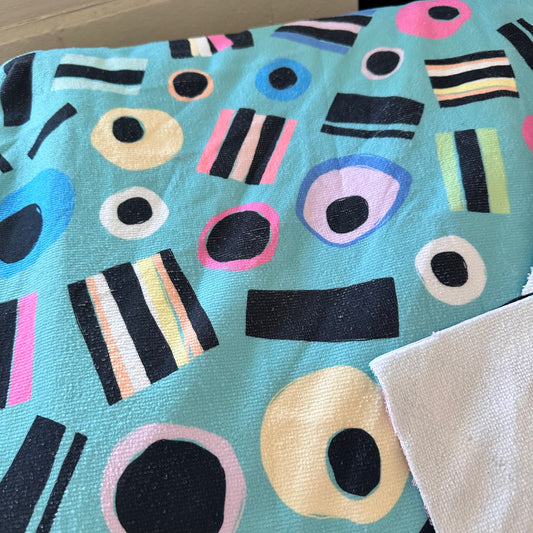 REMNANT FABRIC - Kasey Rainbow Poly Towelling Fabric - Licorice Allsorts