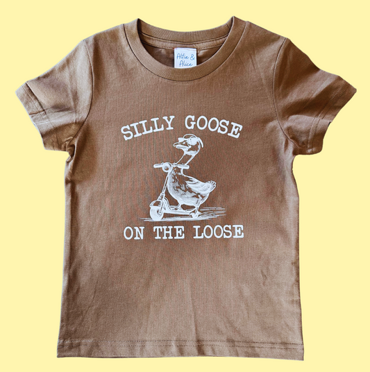 Silly Goose On The Loose - Kids Tee (Brown)