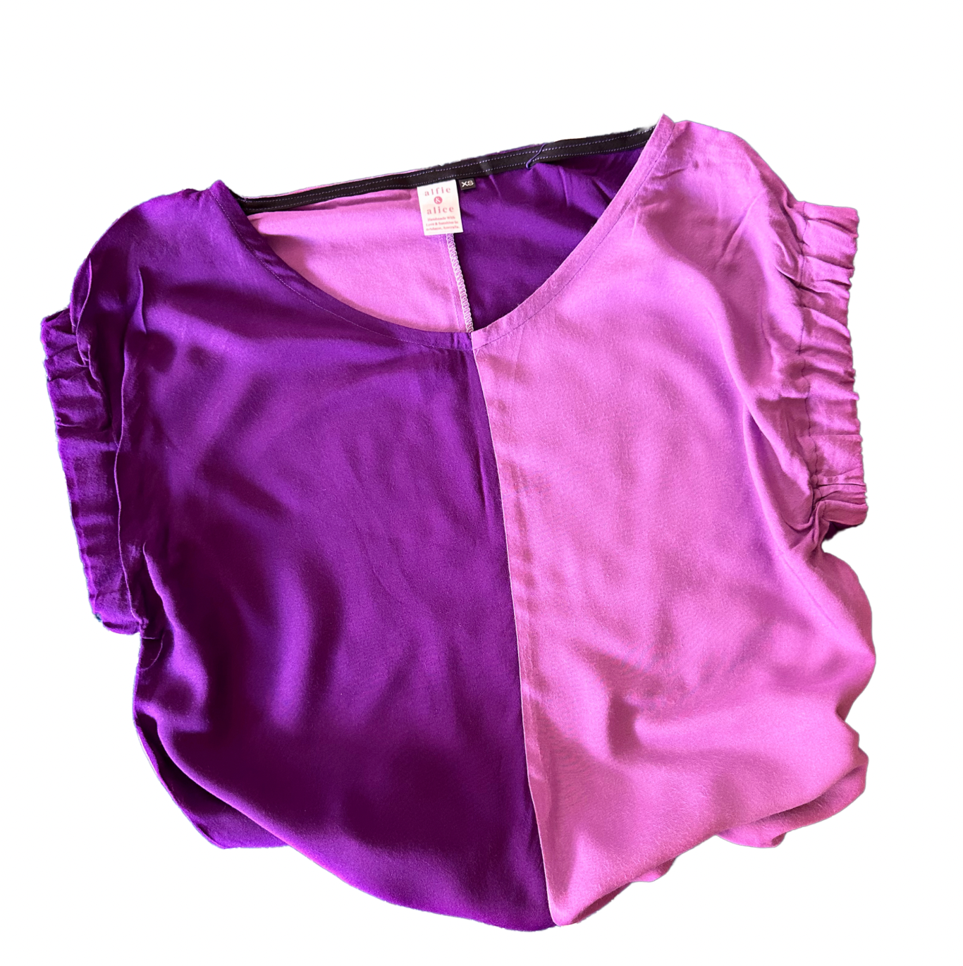 Purple Split Ladies Elastic Cuff Tee