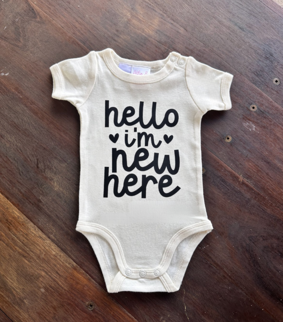 Hello I'm New Here - New Baby Romper (0-3 month size)
