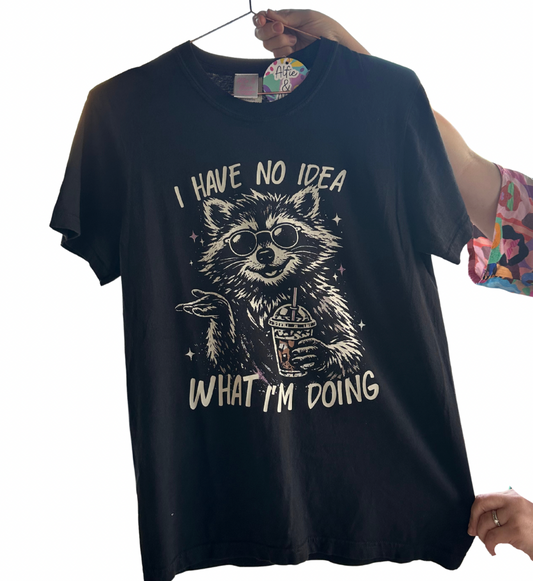 No Idea What I'm Doing Raccoon - Ladies Tee (Black)