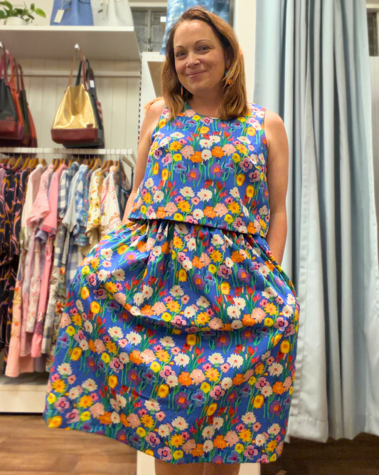 Blue Floral - Ladies Skirt