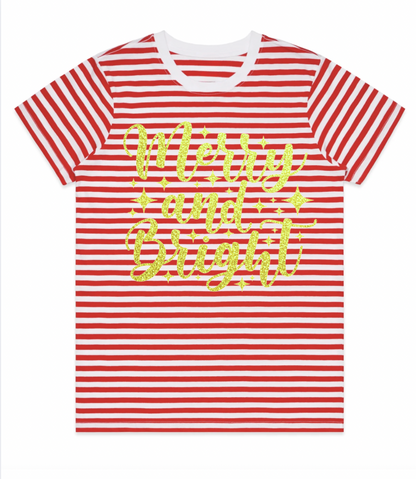 Merry & Bright Tee | Glitter & Stripe LIMITED EDITION Ladies Tee