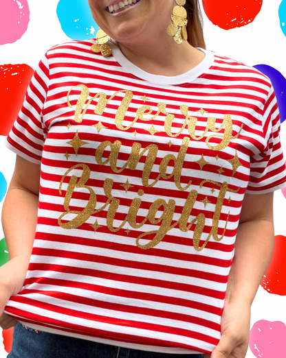 Merry & Bright Tee | Glitter & Stripe LIMITED EDITION Ladies Tee