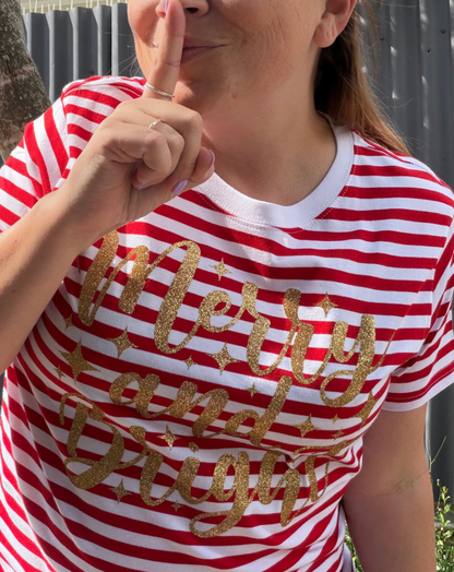 Merry & Bright Tee | Glitter & Stripe LIMITED EDITION Ladies Tee